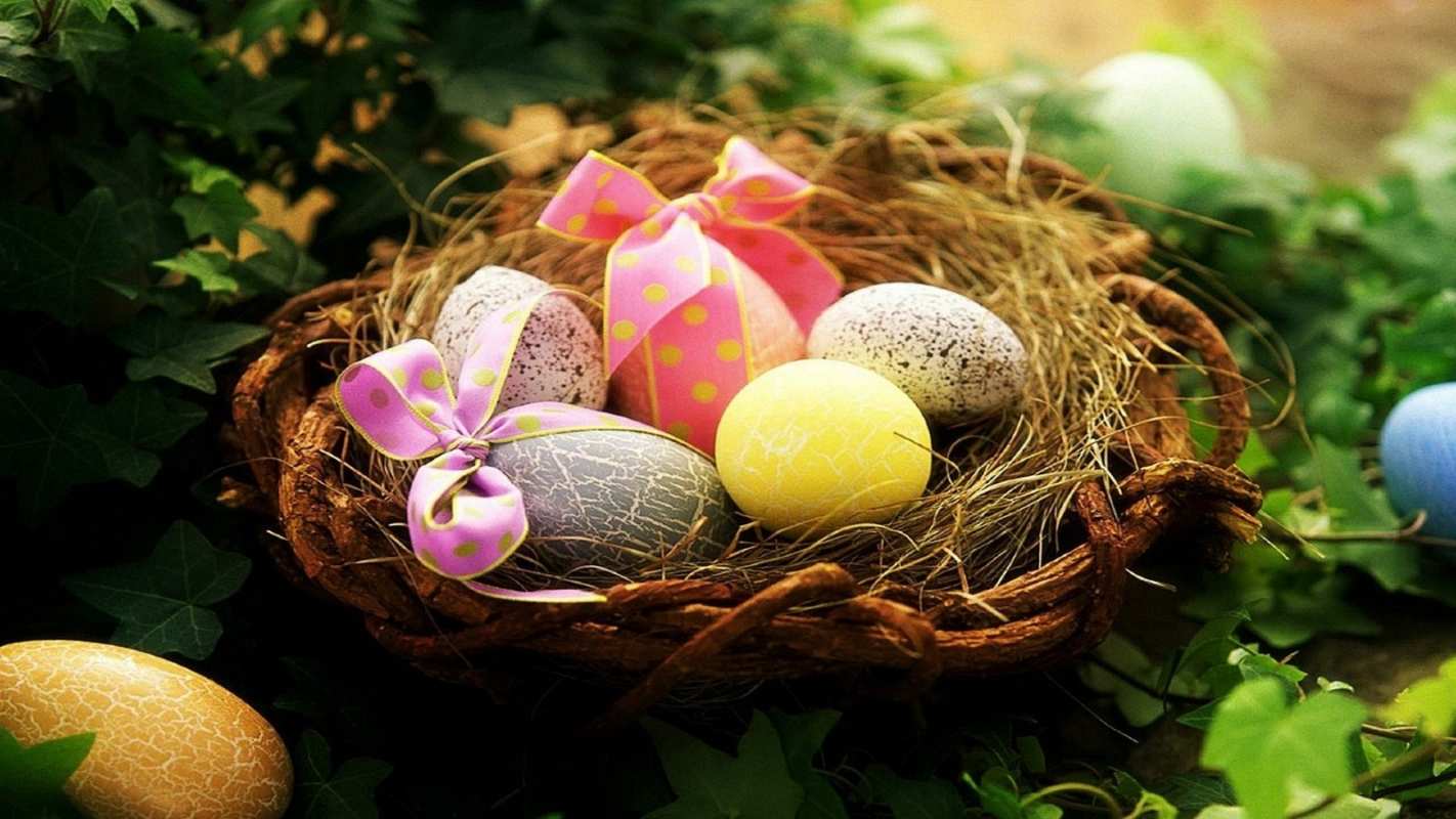 Открытка корзина пасхальная  пасха  Happy Easter 
